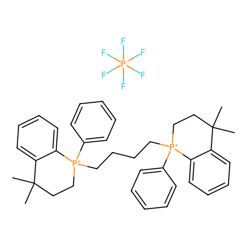 1-[4-(4,4-dimethyl-1-phenyl-2,3-dihydrophosphinolin-1-ium-1-yl)butyl]-4,4-dimethyl-1-phenyl-2,3-dihydrophosphinolin-1-ium hexafluorophosphate structure