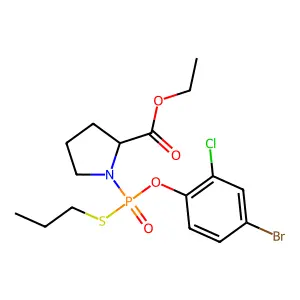 L-Proline, 1-((4-bromo-2-chlorophenoxy)(propylthio)phosphinyl)-, ethyl ester structure