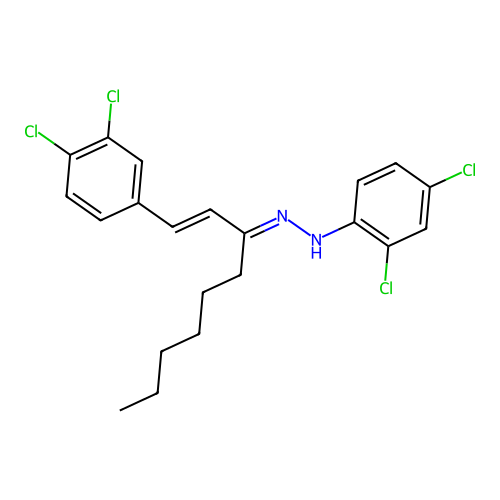 2,4-dichloro-N-[(E)-[(E)-1-(3,4-dichlorophenyl)non-1-en-3-ylidene]amino]aniline structure