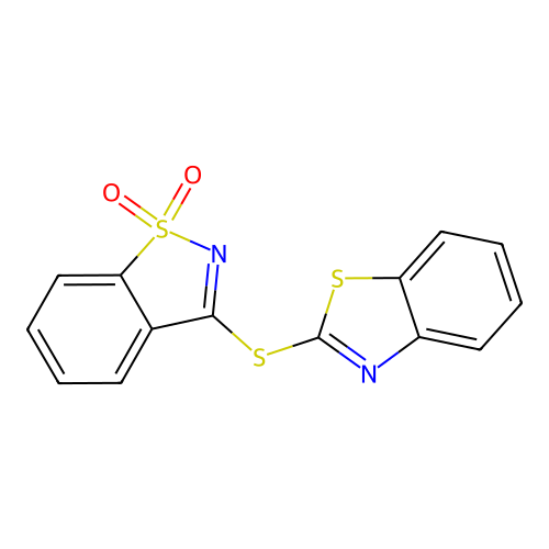 3-(1,3-Benzothiazol-2-ylsulfanyl)-1,2-benzothiazole 1,1-dioxide structure