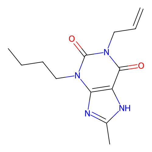 1H-Purine-2,6-dione, 3,7-dihydro-3-butyl-8-methyl-1-(2-propenyl)- structure