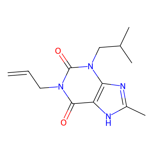 1H-Purine-2,6-dione, 3,7-dihydro-8-methyl-3-(2-methylpropyl)-1-(2-propenyl)- structure