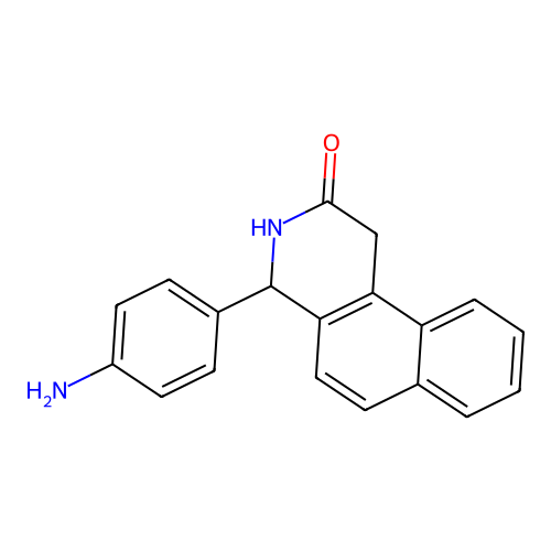 4-(4-aminophenyl)-3,4-dihydro-1H-benzo[f]isoquinolin-2-one structure