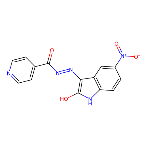 N'-(5-nitro-2-oxoindol-3-yl)pyridine-4-carbohydrazide structure