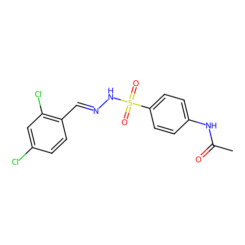 N-[4-[[(E)-(2,4-dichlorophenyl)methylideneamino]sulfamoyl]phenyl]acetamide structure