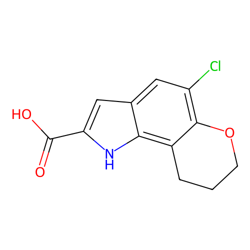 Pyrano(2,3-g)indole-2-carboxylic acid, 1,7,8,9-tetrahydro-5-chloro- structure