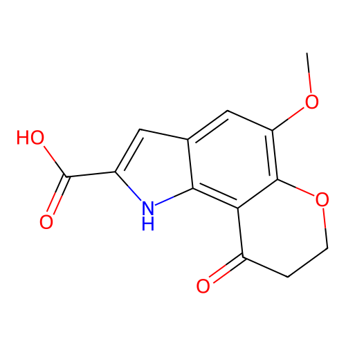 Pyrano(2,3-g)indole-2-carboxylic acid, 1,7,8,9-tetrahydro-5-methoxy-9-oxo- structure