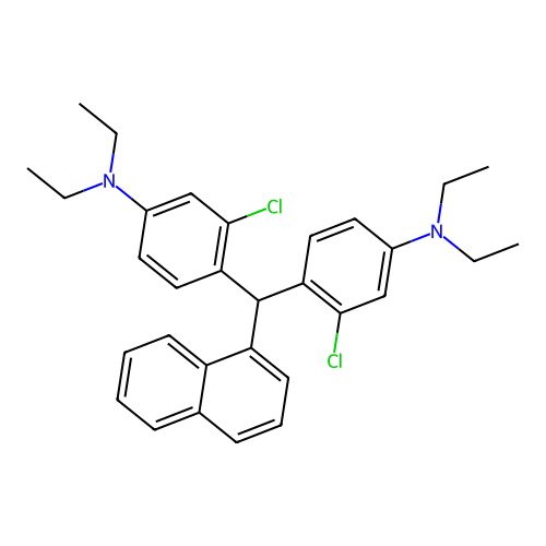 4,4'-(Naphthalen-1-ylmethanediyl)bis(3-chloro-n,n-diethylaniline) structure