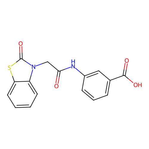 3-{[(2-oxo-1,3-benzothiazol-3(2H)-yl)acetyl]amino}benzoic acid structure
