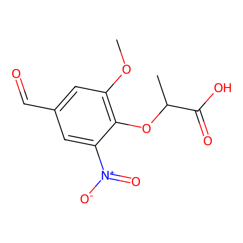 2-(4-Formyl-2-methoxy-6-nitrophenoxy)propanoic acid structure