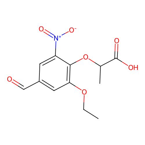 2-(2-Ethoxy-4-formyl-6-nitrophenoxy)propanoic acid structure