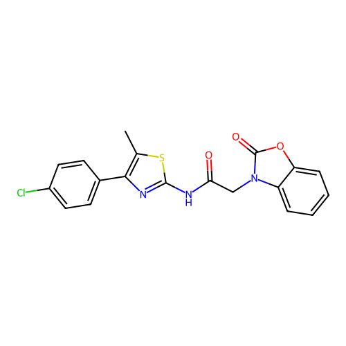 N-[4-(4-chlorophenyl)-5-methyl-1,3-thiazol-2-yl]-2-(2-oxo-1,3-benzoxazol-3(2H)-yl)acetamide structure