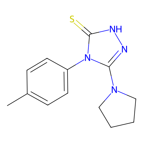 4-(4-methylphenyl)-5-(pyrrolidin-1-yl)-4H-1,2,4-triazole-3-thiol structure