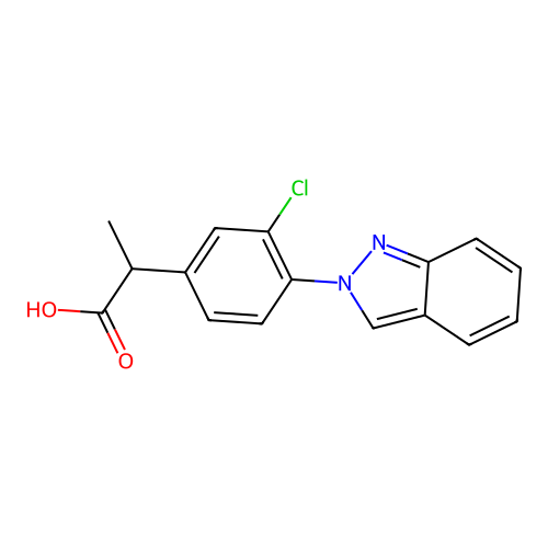 Propionic acid, 2-(3-chloro-p-(2H-indazol-2-yl)phenyl)- structure