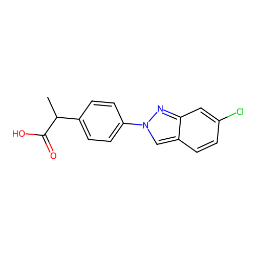 Propionic acid, 2-(p-(6-chloro-2H-indazol-2-yl)phenyl)- structure