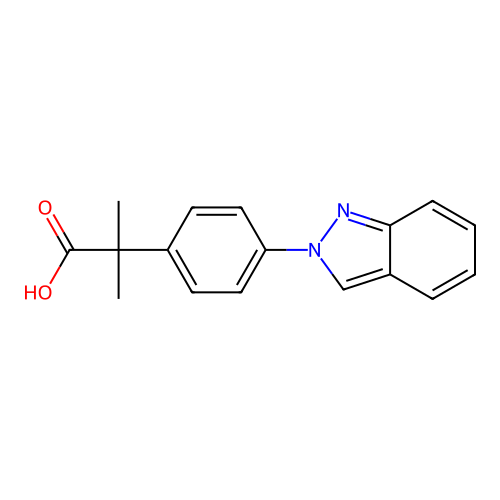 Propionic acid, 2-(p-(2H-indazol-2-yl)phenyl)-2-methyl- structure