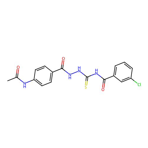 N-({2-[4-(acetylamino)benzoyl]hydrazino}carbonothioyl)-3-chlorobenzamide structure
