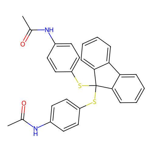N-[4-[9-(4-acetamidophenyl)sulfanylfluoren-9-yl]sulfanylphenyl]acetamide structure