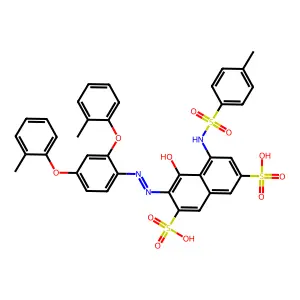3-((2,4-Bis(2-methylphenoxy)phenyl)azo)-4-hydroxy-5-(((p-tolyl)sulphonyl)amino)naphthalene-2,7-disulphonic acid structure
