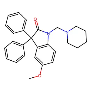 2-Indolinone, 3,3-diphenyl-5-methoxy-1-(piperidinomethyl)- structure