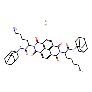 alpha,alpha'-Bis(4-aminobutyl)-1,3,6,8-tetrahydro-1,3,6,8-tetraoxo-N,N'-bis(tricyclo(3.3.1.1(3,7))dec-1-yl)benzo(lmn)(3,8)phenanthroline-2,7-diacetamide dihydrobromide structure
