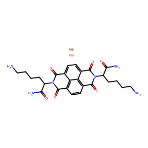 alpha,alpha'-Bis(4-aminobutyl)-1,3,6,8-tetrahydro-1,3,6,8-tetraoxobenzo(lmn)(3,8)phenanthroline-2,7-diacetamide dihydrobromide structure