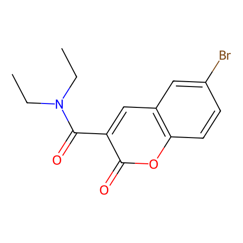 6-bromo-N,N-diethyl-2-oxo-2H-chromene-3-carboxamide structure