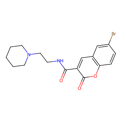 6-bromo-2-oxo-N-(2-piperidinoethyl)-2H-chromene-3-carboxamide structure
