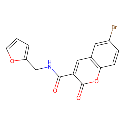 2H-Chromene-3-carboxamide, 6-bromo-2-oxo-N-(furan-2-yl)methyl- structure