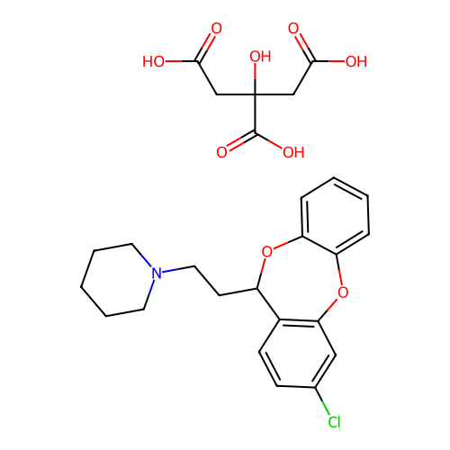 N-Pentamethylene 2-(3-chlorodibenzo(b,e) 1,4-dioxepin-11-yl)ethylamine citrate [French] structure