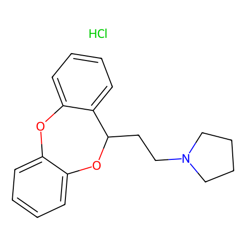 (+-)-1-(2-(11H-Dibenzo(b,e)(1,4)dioxepin-11-yl)ethyl)pyrrolidine hydrochloride structure