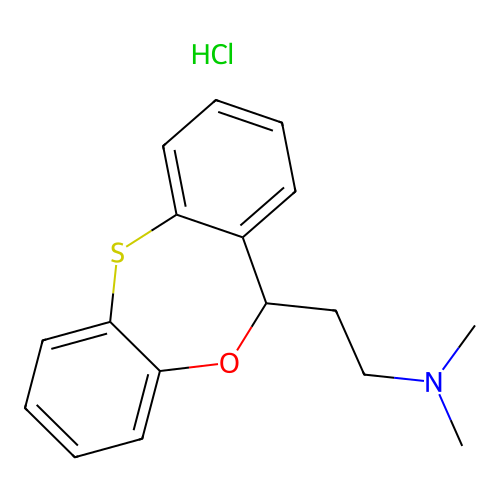 (+-)-N,N-Dimethyl-11H-dibenzo(b,e)(1,4)oxathiepin-11-ethanamine hydrochloride structure