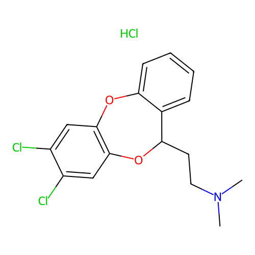 (+-)-7,8-Dichloro-N,N-dimethyl-11H-dibenzo(b,e)(1,4)dioxepin-11-ethanamine hydrochloride structure