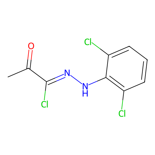 N-(2,6-dichlorophenyl)-2-oxopropanehydrazonoyl chloride structure