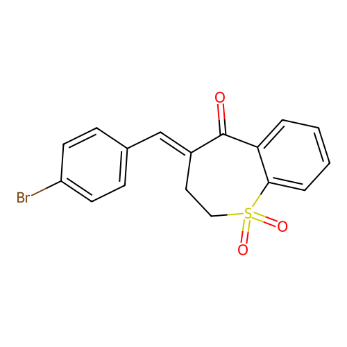 (E)-4-(4-bromobenzylidene)-3,4-dihydrobenzo[b]thiepin-5(2H)-one 1,1-dioxide structure