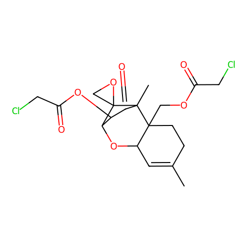 4-Oxo-12,13-epoxytrichothec-9-ene-3,15-diyl bis(chloroacetate) structure