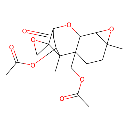 (12-Acetyloxy-1,5-dimethyl-11-oxospiro[6,9-dioxatetracyclo[8.2.1.02,8.05,7]tridecane-13,2'-oxirane]-2-yl)methyl acetate structure