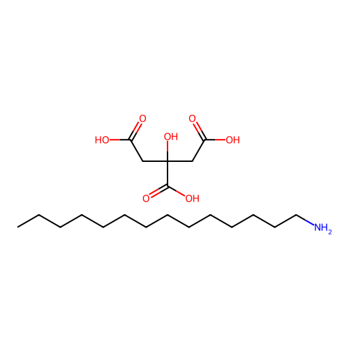 Tetradecan-1-amine 2-hydroxypropane-1,2,3-tricarboxylate(1:1) structure