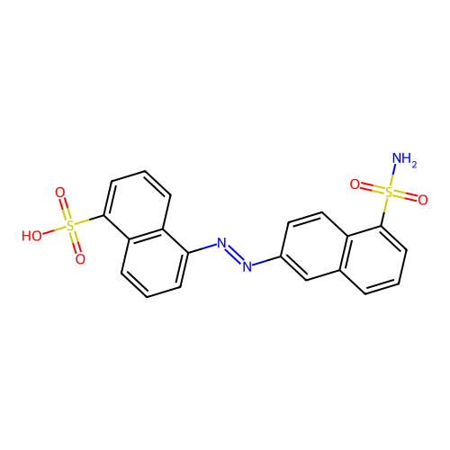 5-((5-Sulfamoylnaphthalen-2-yl)diazenyl)naphthalene-1-sulfonic acid structure