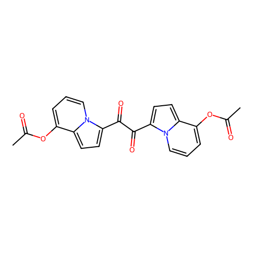 [3-[2-(8-Acetyloxyindolizin-3-yl)-2-oxoacetyl]indolizin-8-yl] acetate structure