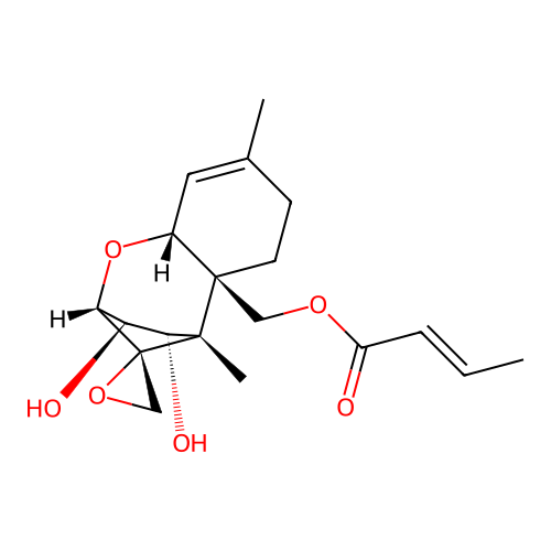 (12R)-3beta,4alpha-Dihydroxy-12,13-epoxytrichothec-9-en-15-yl (2E)-but-2-enoate structure