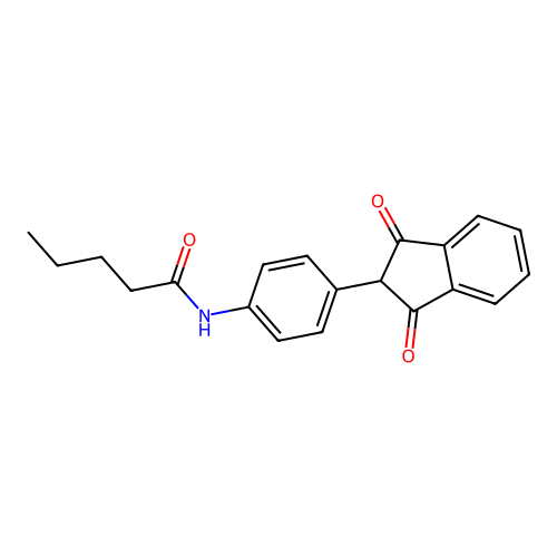 N-[4-(1,3-dioxo-2,3-dihydro-1H-inden-2-yl)phenyl]pentanamide structure