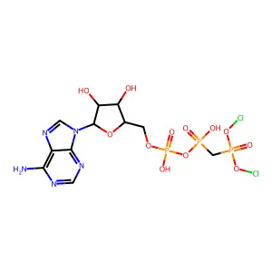 Adenosine-5'-O-(beta,gamma-dichloromethane)triphosphate structure