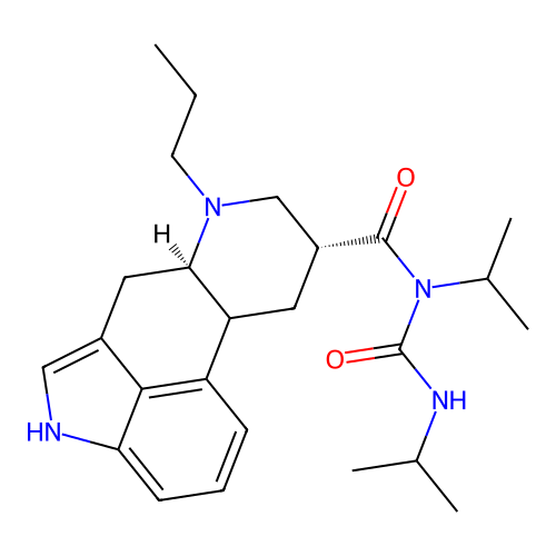 N-Isopropyl-N-((isopropylamino)carbonyl)-6-n-propylergoline-8-beta-carboxamide structure