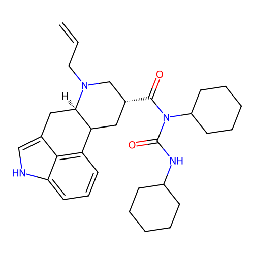 N-Cyclohexyl-N-((cyclohexylamino)carbonyl)-6-(2-propenyl)ergoline-8-beta-carboxamide structure
