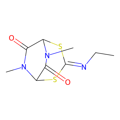 3-(Ethylimino)-6,8-dimethyl-2,4-dithia-6,8-diazabicyclo[3.2.2]nonane-7,9-dione structure