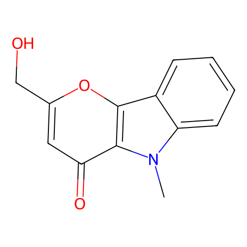 2-(Hydroxymethyl)-5-methylpyrano(3,2-b)indol-4(5H)-one structure