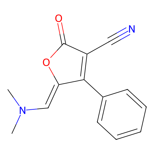 5-(Dimethylaminomethylidene)-2-oxo-4-phenylfuran-3-carbonitrile structure