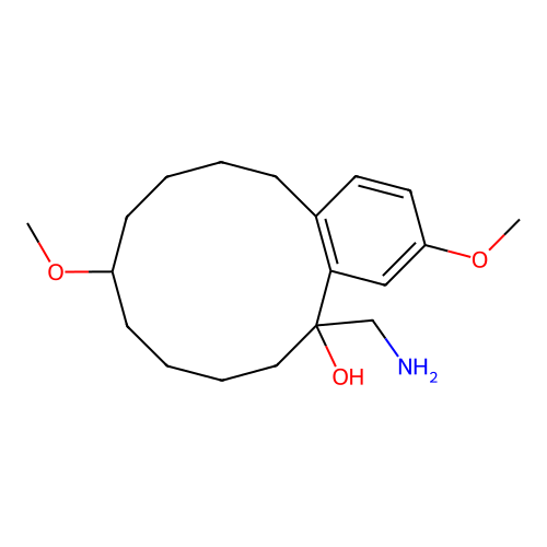 14-(aminomethyl)-2,9-dimethoxy-6,7,8,9,10,11,12,13-octahydro-5H-benzo[12]annulen-14-ol structure