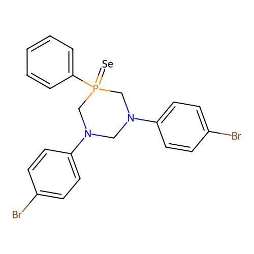1,3,5-Diazaphosphorine, hexahydro-1,3-bis(4-bromophenyl)-5-phenyl-, 5-selenide structure